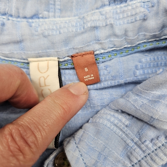 Pilcro by Anthro Theresa Lace Up Button Down Shirt Small Blue - Picture 4 of 14